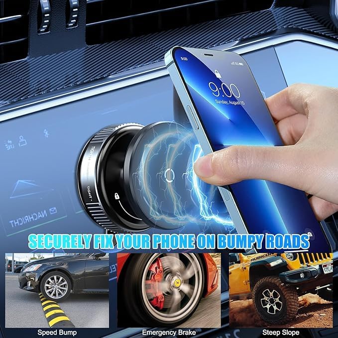 Image of 360 Vaccum Magnetic Phones Holder, Magnetic Car Phone Mount, Hands-Free Suction Cup Phones Holder for Car /Gym /Mirror /Shower, Car Mount Compatible with All Mobile (Non-Extended)