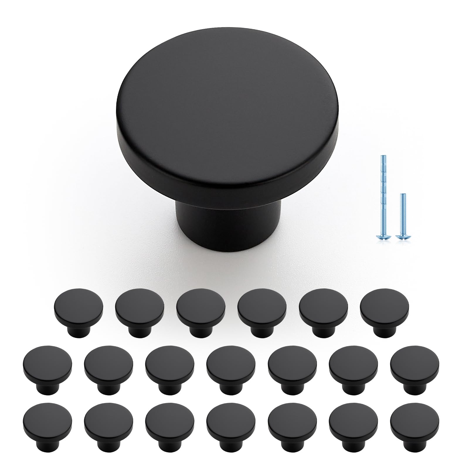 JOY DECOR 30 Pack Black Cabinet Knobs, Matte Black Drawer Pulls, 1-1/5 Inch — Amazon image 8