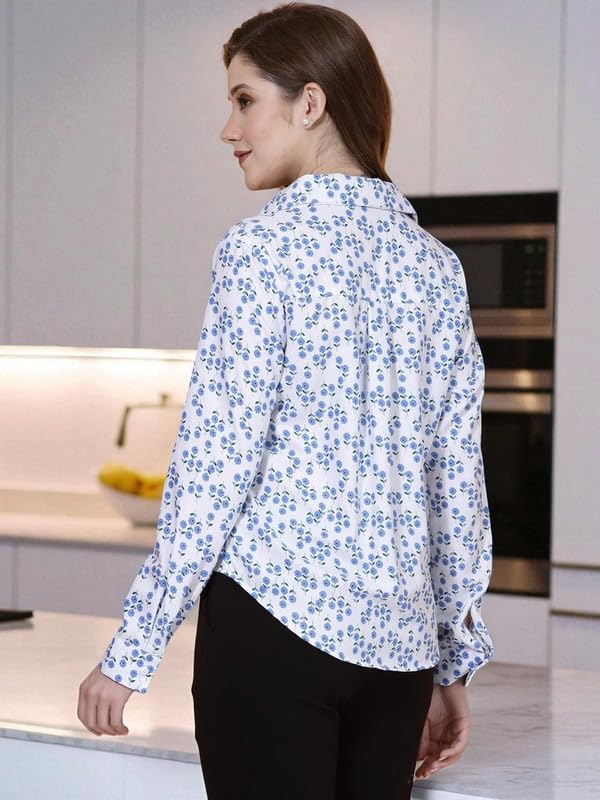 Image of OOMPH! Rayon Floral Printed Shirt for Women | Collared, Full Sleeve | Women's Button Down Shirt | TOP Stylish | Office & Casual