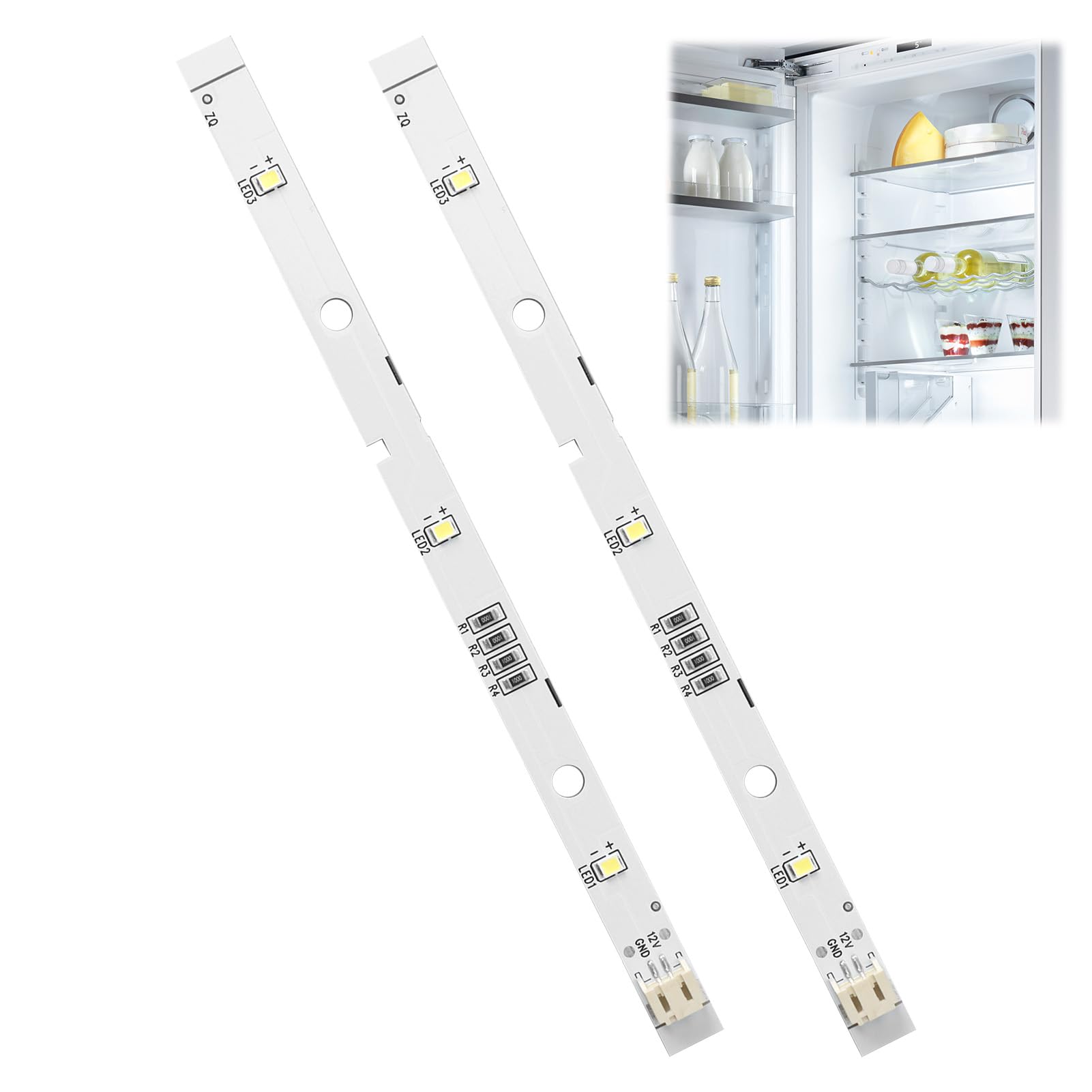 2 Stück LED-Lichtleiste LED Kühlschrank Licht für Rongsheng Hisense Gorenje Kühlschrank E349766 MDDZ-162A 1629348 1529227 DC12V 2W Kühlschranklampe Kaltweiß Lichtleiste Ersatzteile für Kühlschränke
