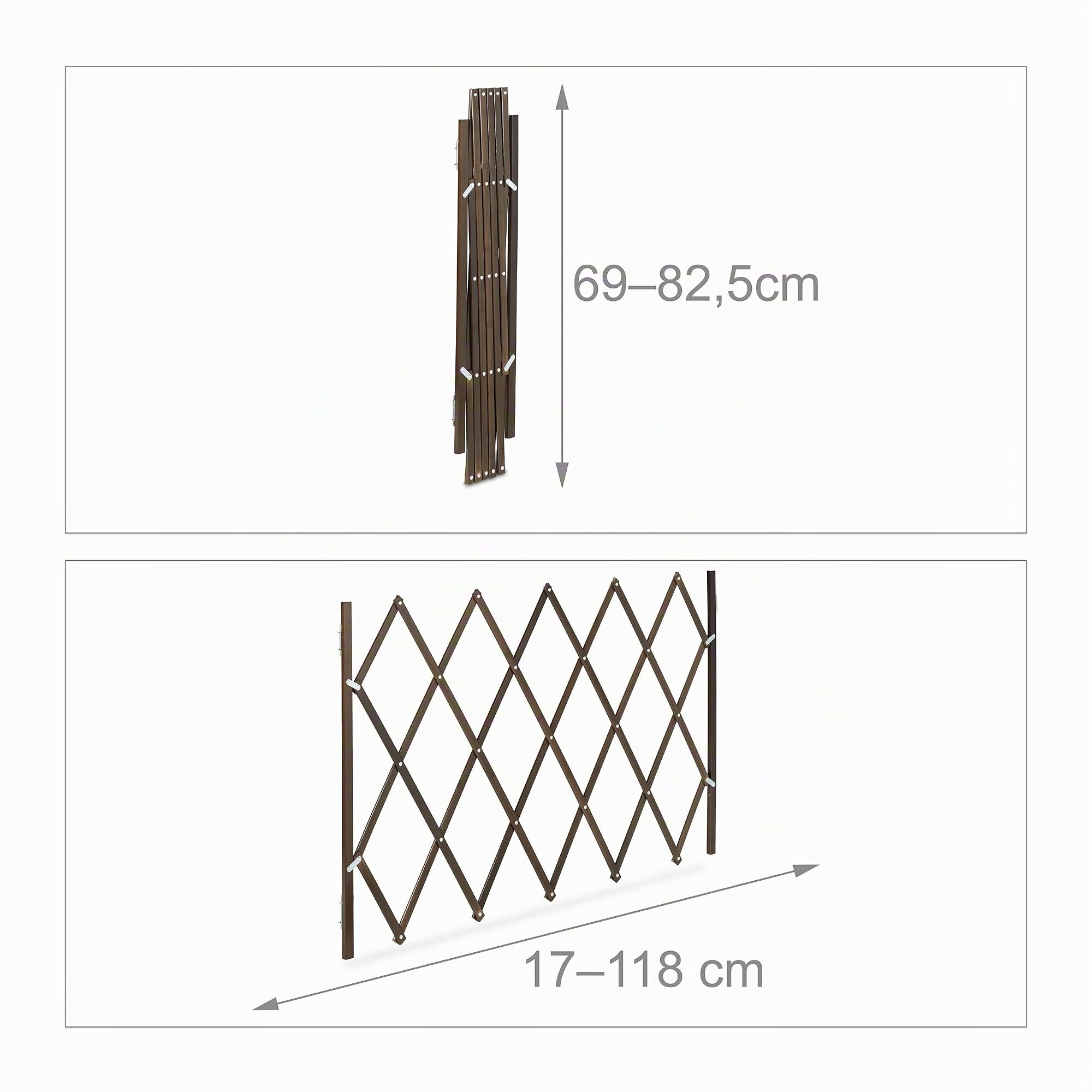 Relaxdays Cancelletto di Sicurezza per Cani, Recinzione Allungabile Fino a 118 cm, Alto 69-82,5 cm, in bambù, Marrone
