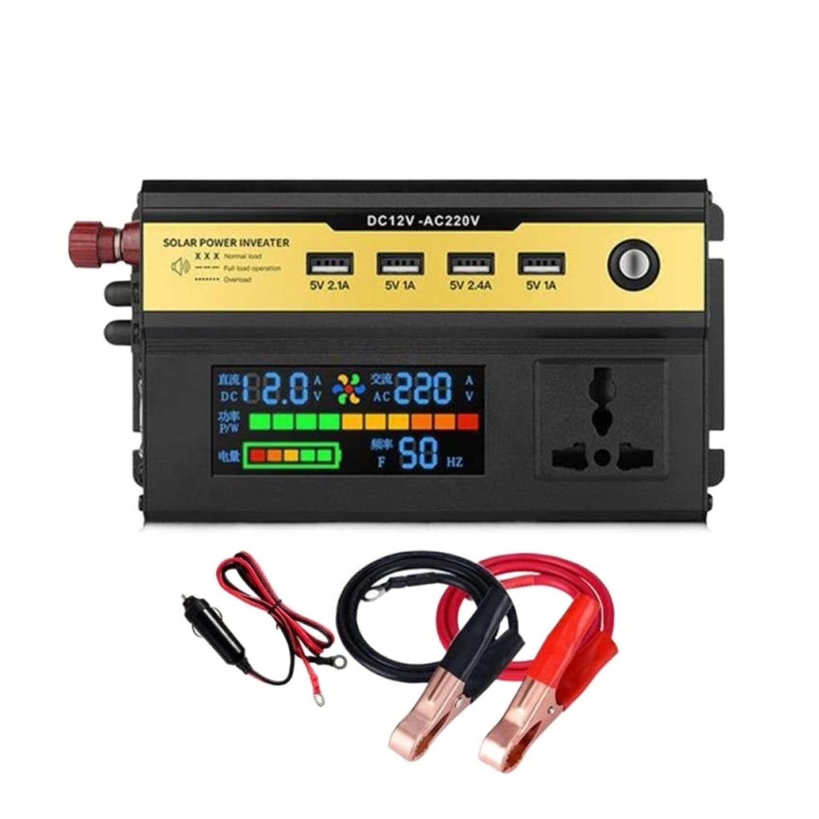 Onduleur à onde sinusoïdale pure 3000W 12V 220V avec convertisseur solaire LED voiture