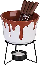 Conjunto Fondue Cerâmica Bege 6 Pçs Antiaderente Serve 4 Pessoas