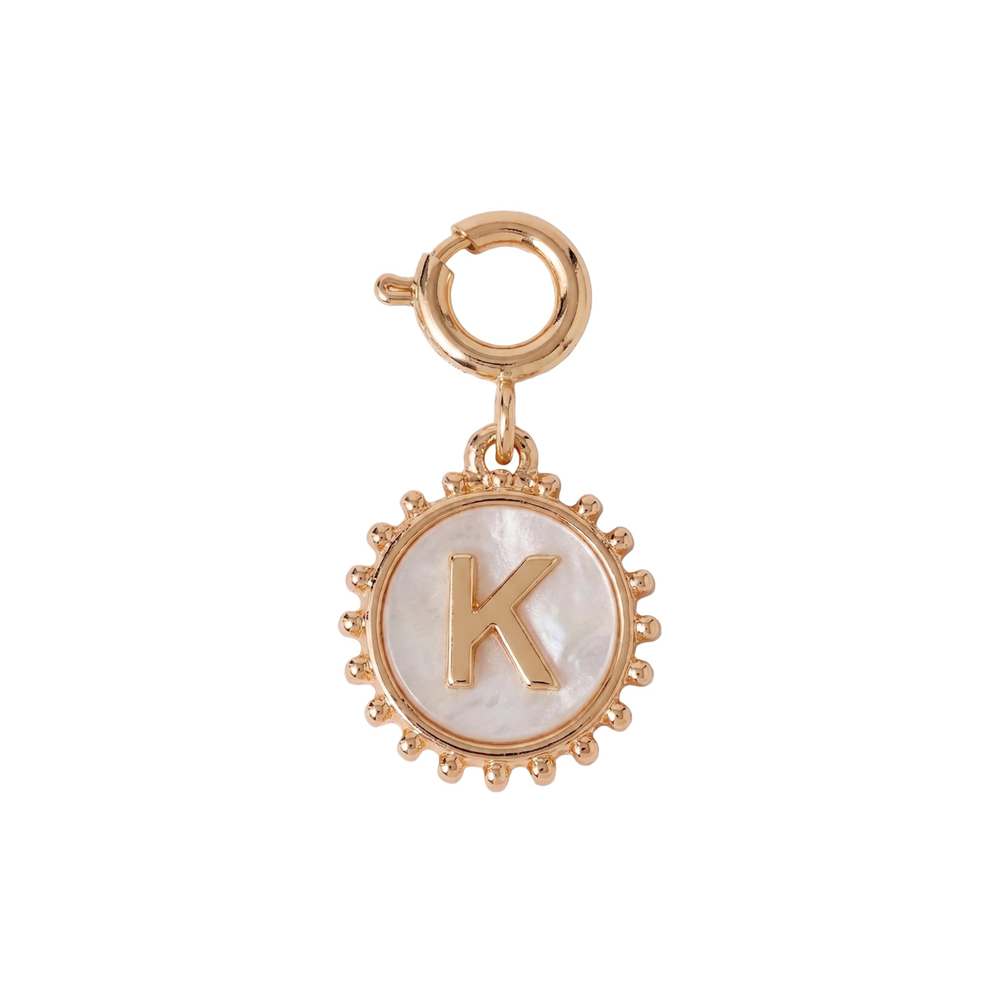 London Women's Initial (K) Pearl Coin Jewellery Charm Gold-image-36