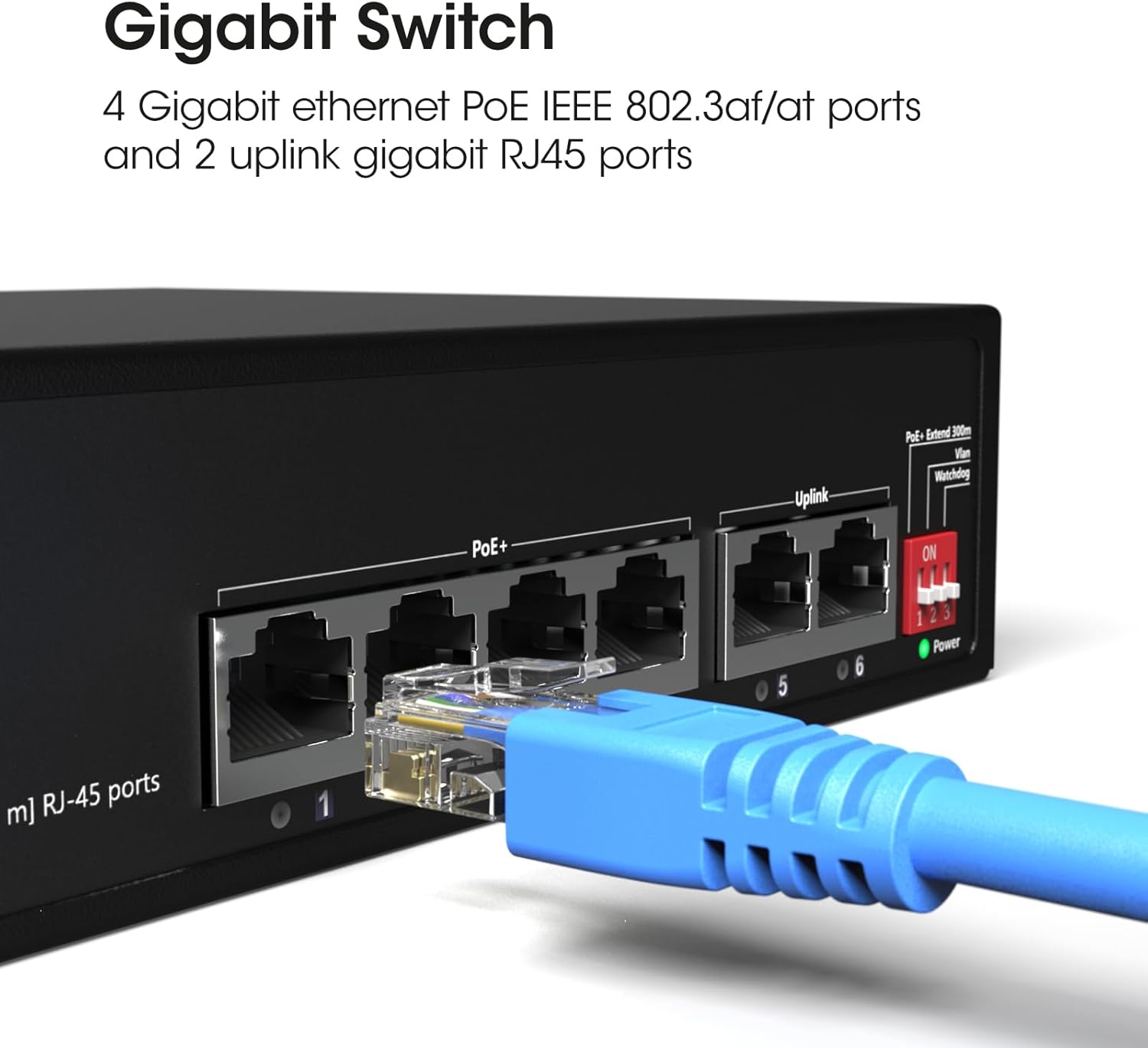 Front view of the Labgear 6-Port Gigabit PoE Network Switch