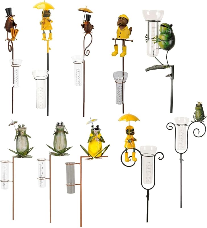 NETPROSHOP Regenmesser Rabe oder Frosch am Stab H: ca. 120 cm aus Metall u. Glas, Auswahl:Rabe Schirm auf