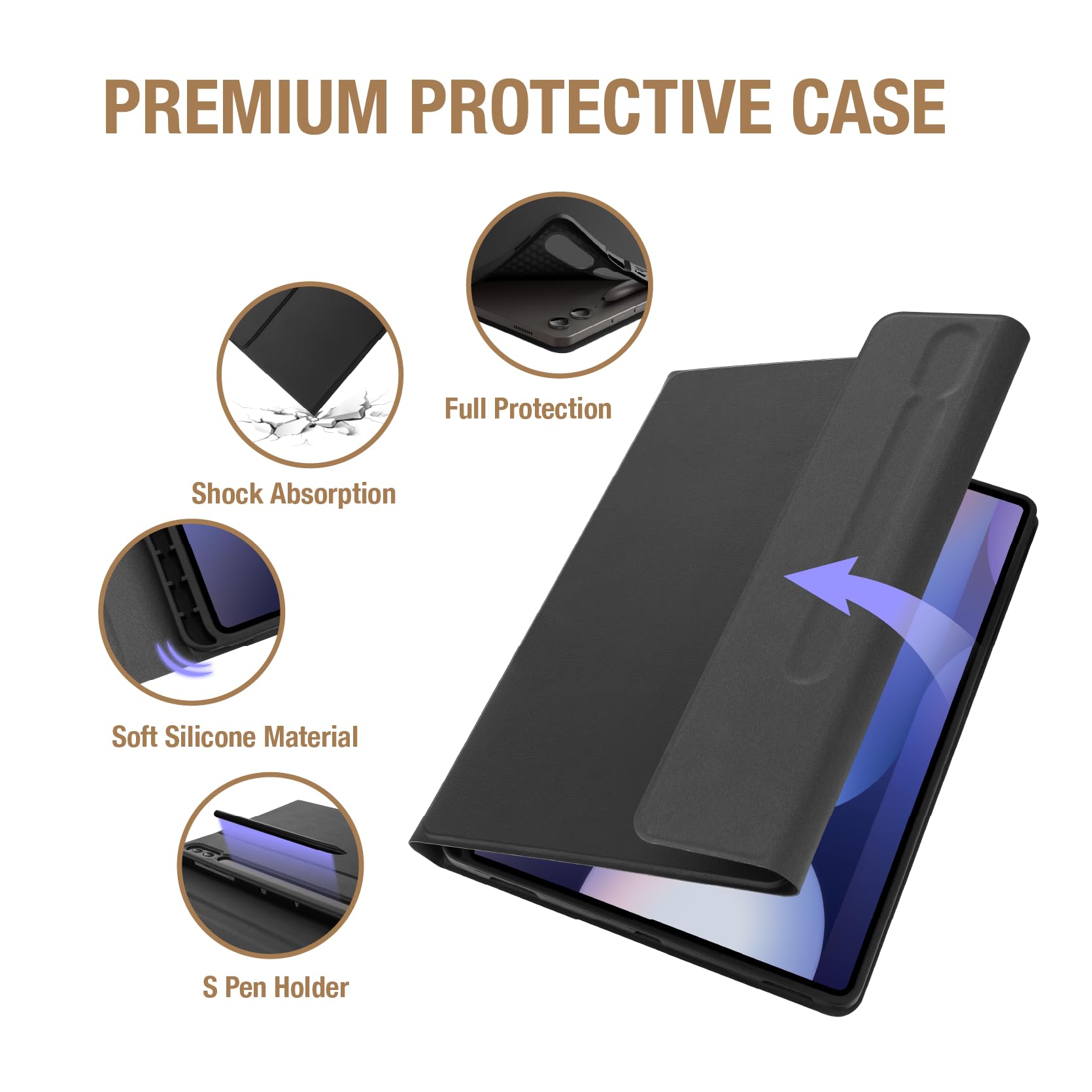 MAYPHY Funda con teclado retroiluminado y ratón para Samsung Galaxy Tab S10+/S9 FE+/S9+/S8+/S7+/S7+/S7 FE 12,4 pulgadas, funda delgada con teclado extraíble y ratón inalámbrico, QWERTZ alemán