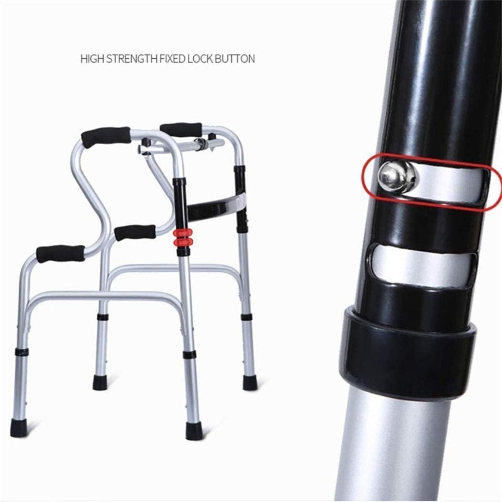Andador Anciano, Andador Dos Ruedas, Andador Adulto, Ligero/De Aluminio/Plegado/con Asiento De Plástico, Altura Ajustable, Apoyabrazos para Inodoro