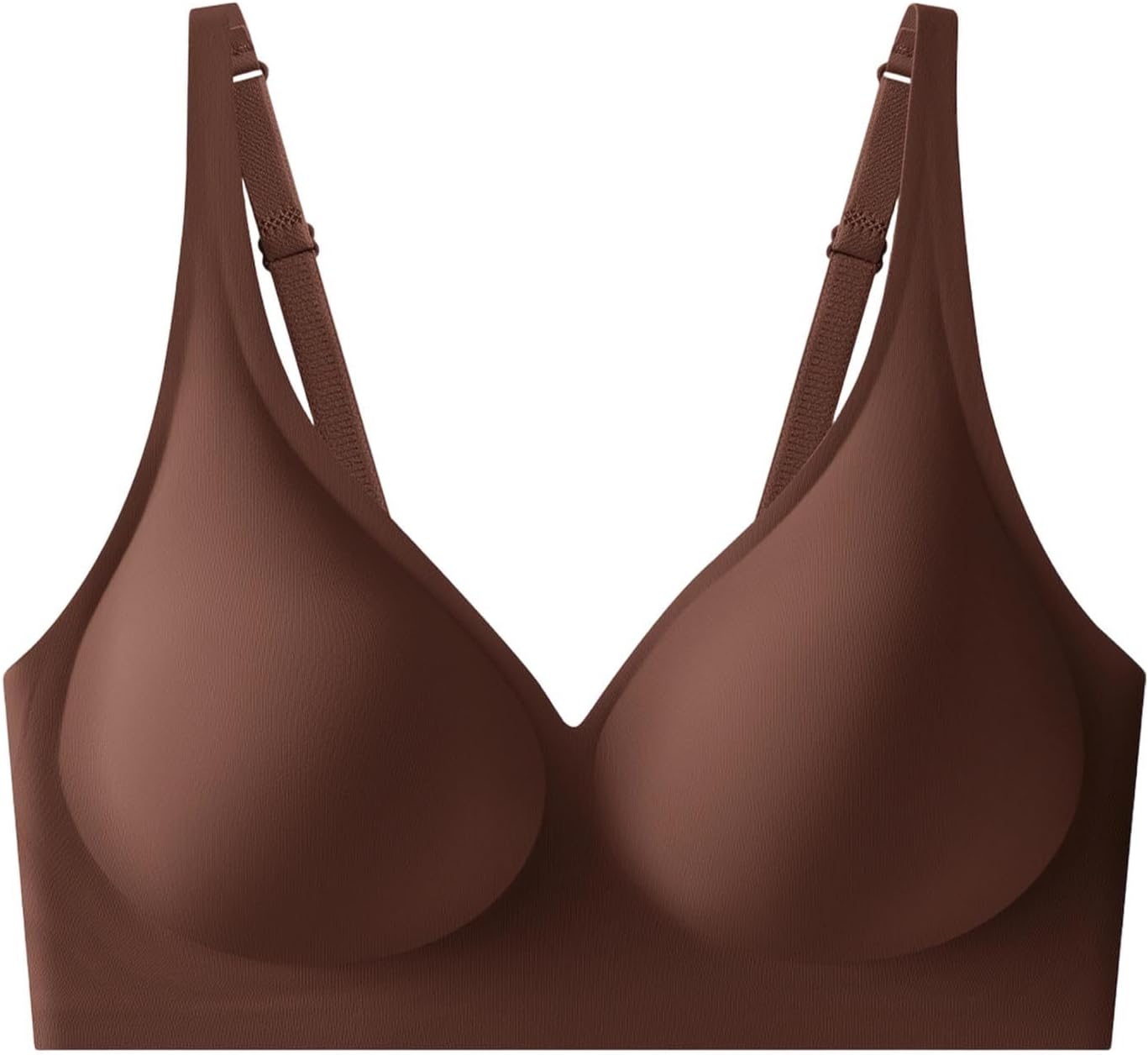 Soft Wireless Bra Comfortable Seamless Full Coverage Push Up V Neck Everyday No Show Jelly Solid Bras for Women