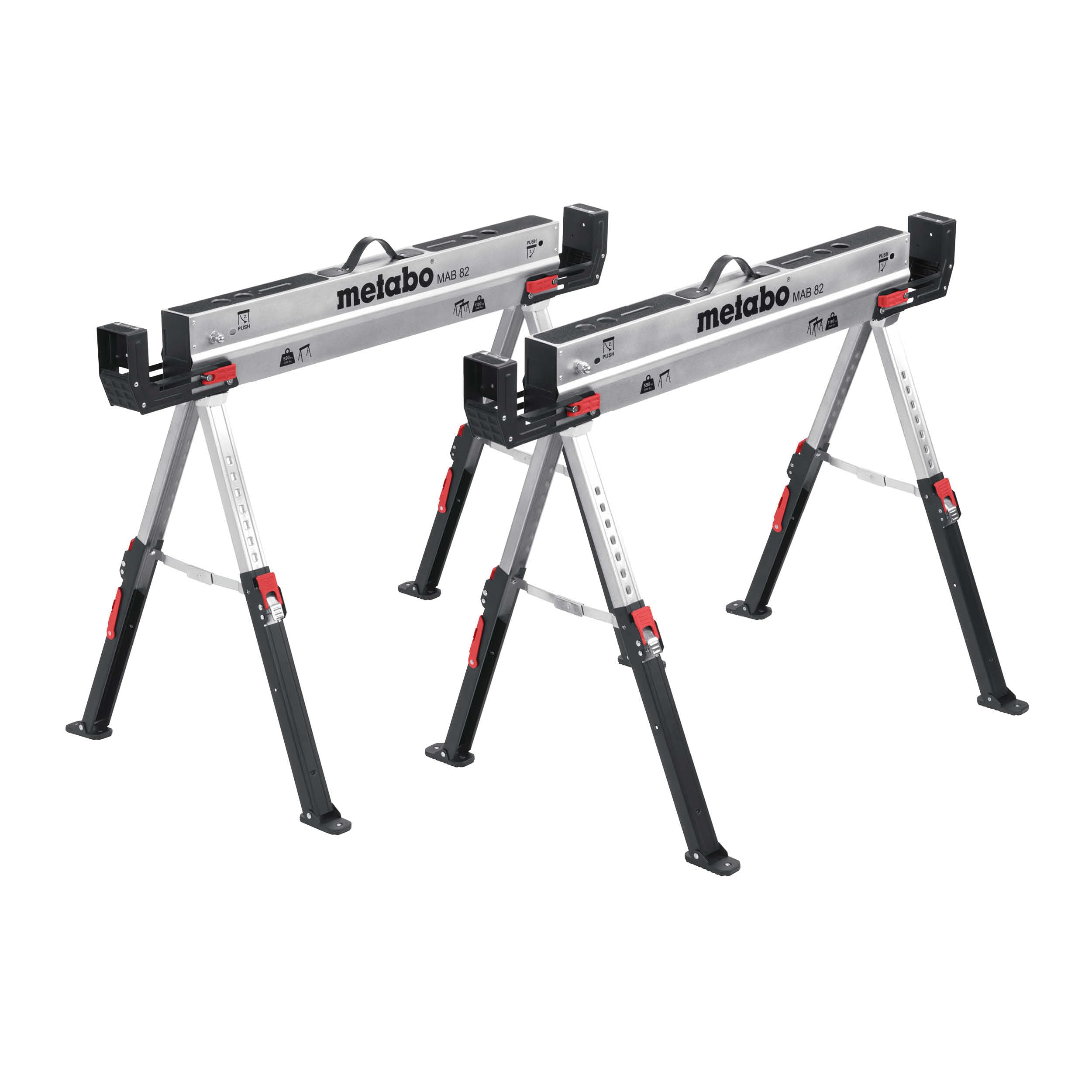 metabo MAB 82-2 Arbeitsbock-Set, Unterstellböcke höhenverstellbar, Stahl