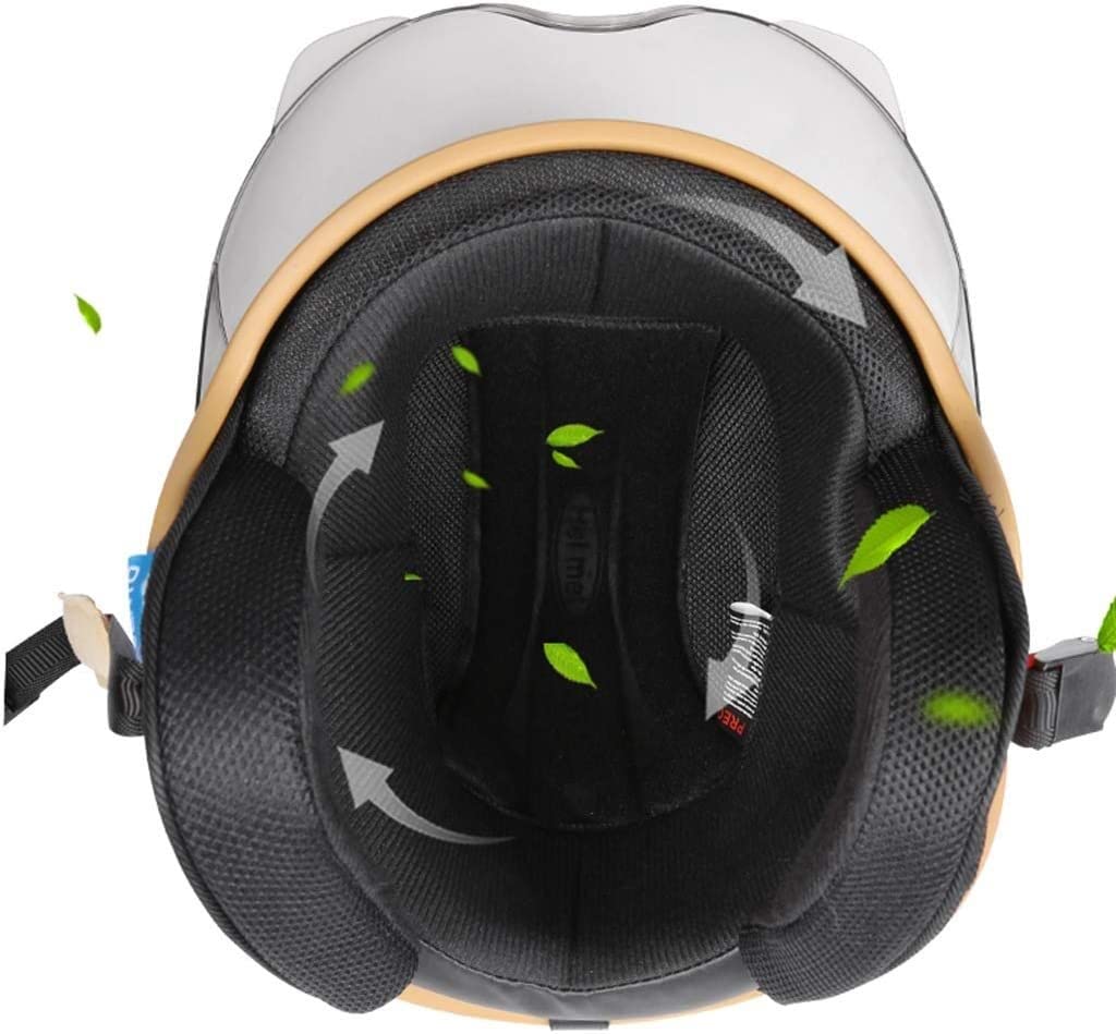 Kask motocyklowy otwarty z osłoną przeciwsłoneczną Klamra szybkiego zwalniania, Retro kask motocyklowy Jet Zatwierdzony DOT kask skuterowy dla Street Cruiser ATV (Color : A)