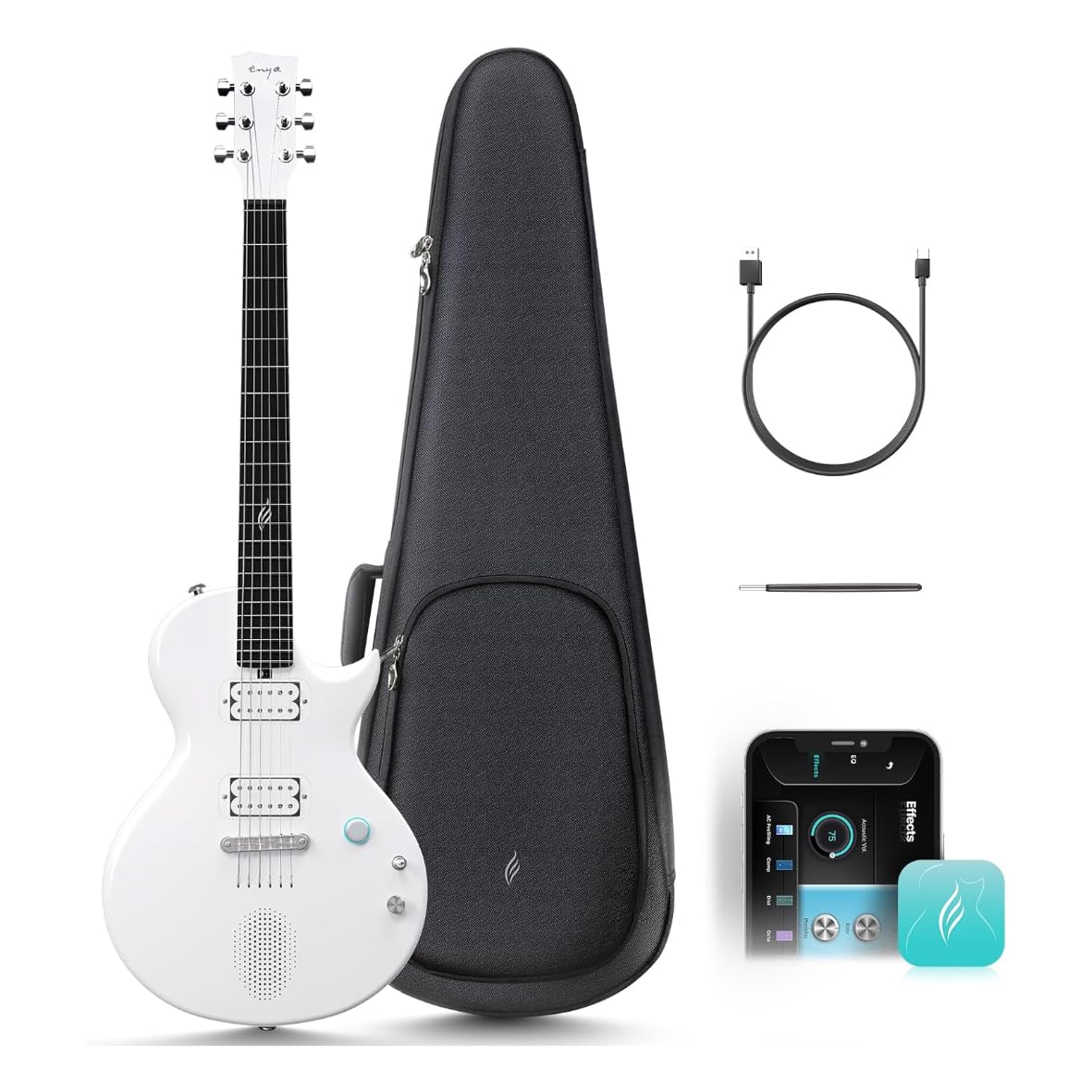 Enya + Nova Go Sonic + Chitarra Elettrica Smart in Fibra di Carbonio con Speaker 10W Integrato