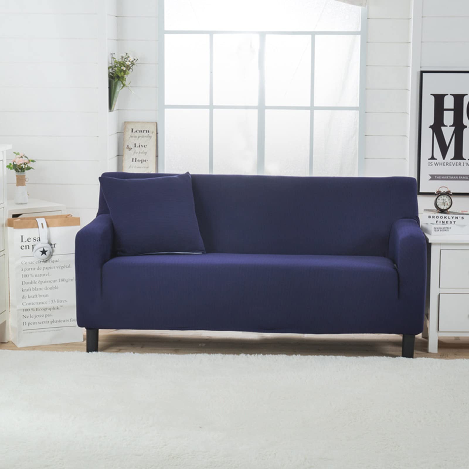 Housse de canapé extensible lavable et antidérapante pour grand canapé 4 places