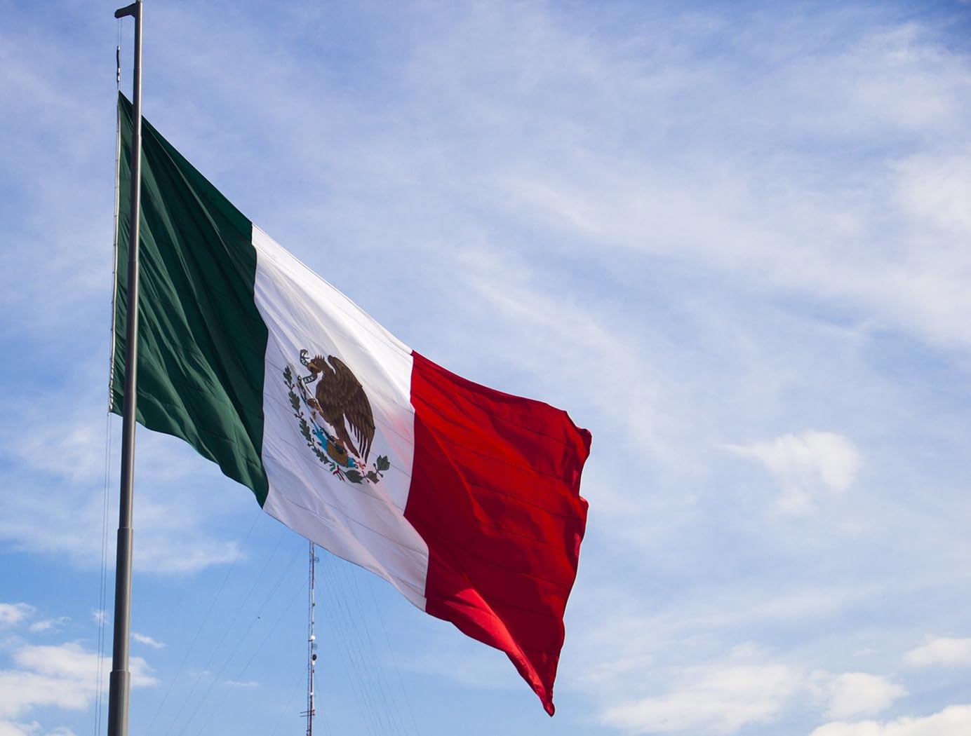 A.Monamour Mexican Flag Shower Curtain - Waterproof Polyester, 150x180 Cm (60x72"), Includes 12 Hooks, Thicken Fabric