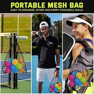 Sukeen Outdoor Pickleball Balls with Mesh Bag, 40 Holes Pickleball Balls Outdoor, High Bounce Pickle Balls for All Style Pickleball Paddles