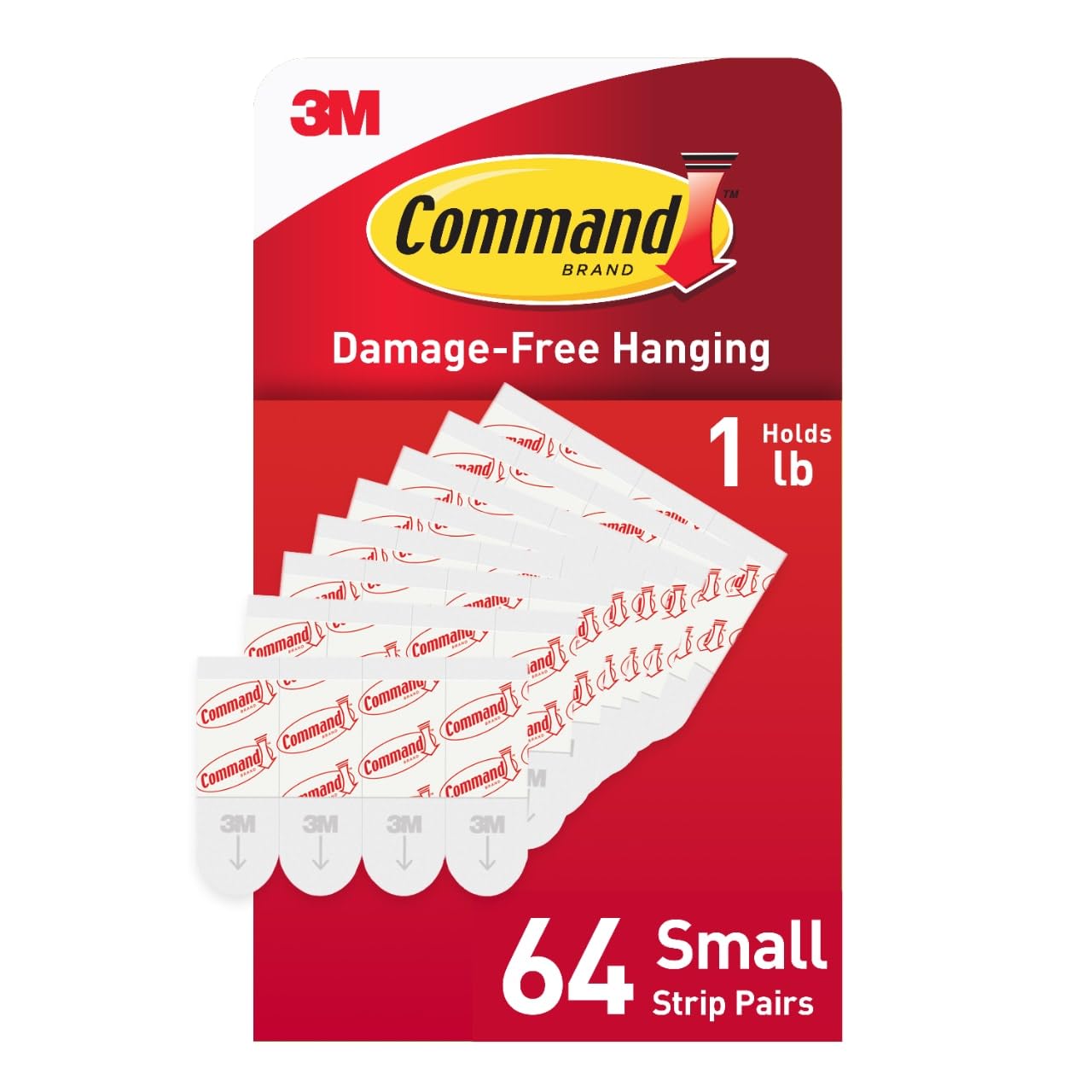 Small Refill Strips, White, 64-Strips - Easy To Open Packaging