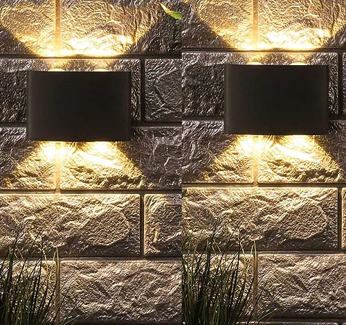 Image of SAH Led Metal Outdoor Wall Light, Black, Waterproof, Warm White for Entryway, Gardens, Pathways, Vanity, Pool Side, Outdoor Stairs and Walls (Modern, 2) (4 Way, Pack of 2)
