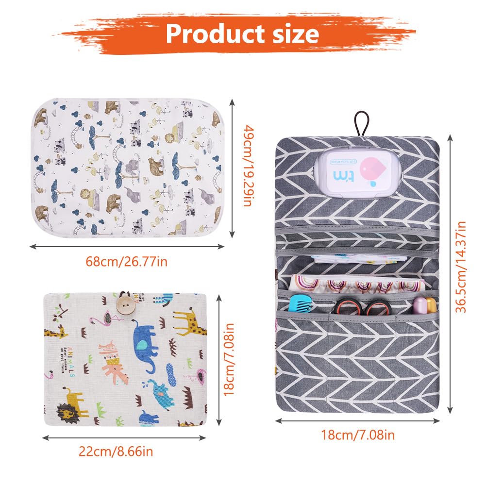 Aolso Diaper Bag Organizer and Cosmetic Bag 2in1, 2Pcs Infant Diaper Bag with Changing Pad - Image 2