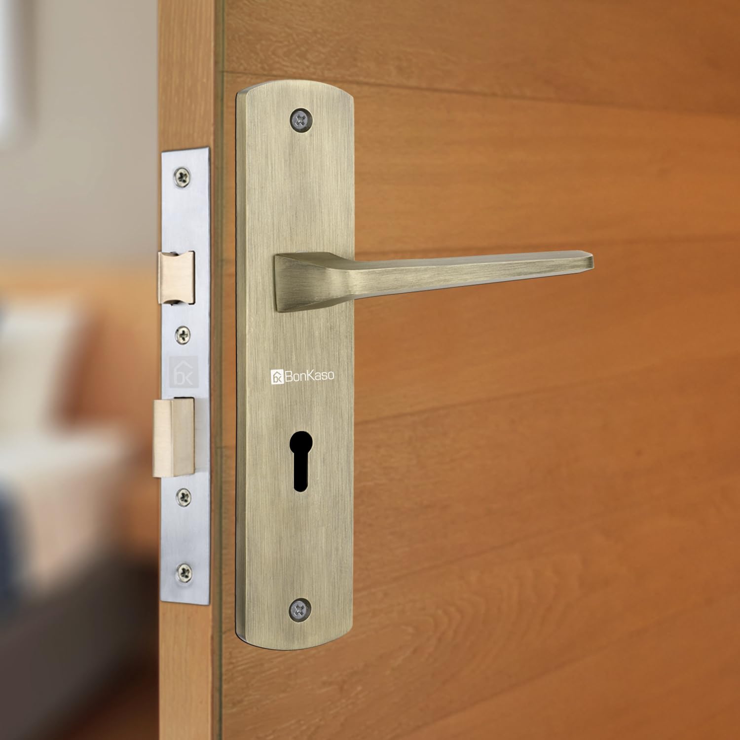 BonKaso KYGMC-1 Premium Zinc Heavy Duty Safe and Secure Mortise Lever Main Door Lock Set with Door Handle and 2 Keys for Home, Office & Hotel - (Antique Brass) Set of 1 (B0CDGB8D73) Amazon Price History, Amazon Price Tracker