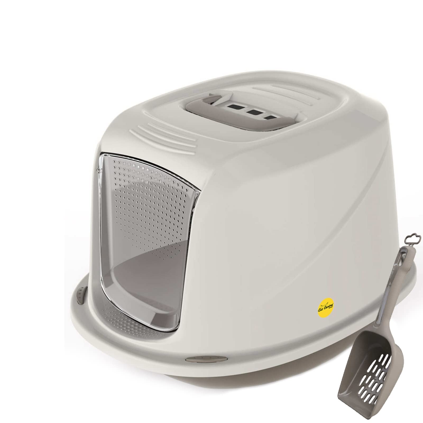 CAT CENTRE Medium Grey Hooded Kitten Litter Tray + Scoop & Carbon Filter — image 1