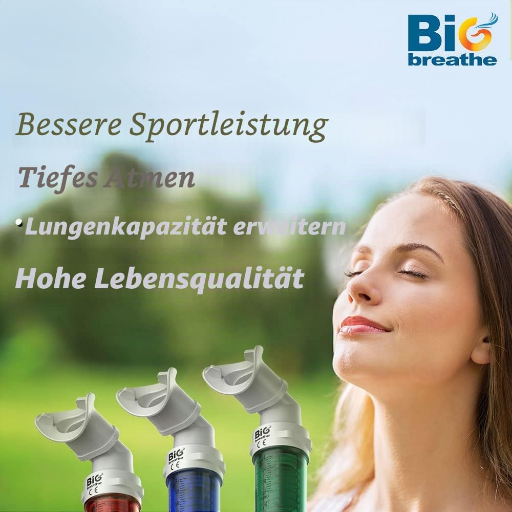Bigbreathe IMT Mittel (Blau) | Inspirationsmuskeltrainer für Hobbysportler und Sänger, Atemtrainingsgerät, kompakt und leicht zu reinigen