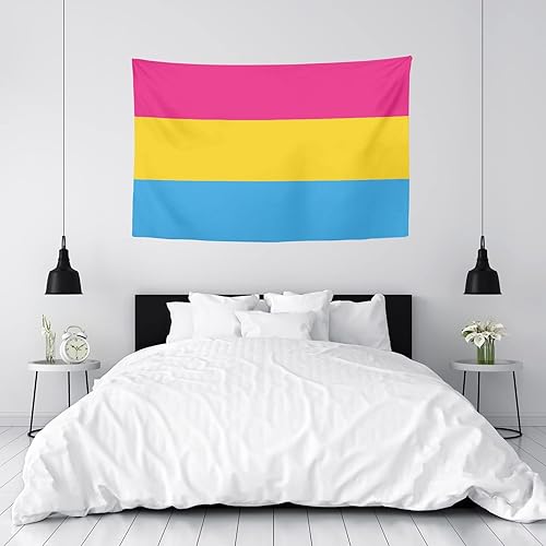 Miniatura 2 de YongColer Tapiz de bandera del orgullo pansexual, decoración de pared para dormitorio, sala de estar, dormitorio (60 x 40 pulgadas)