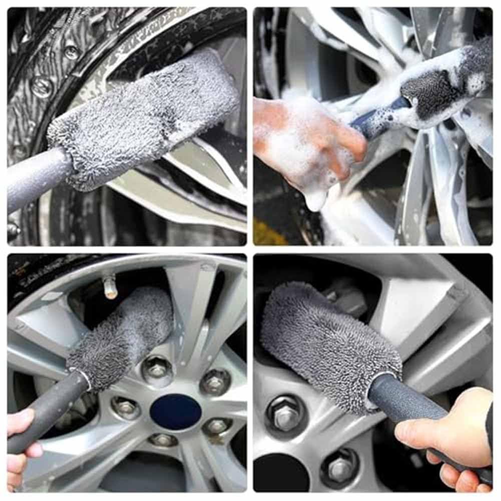 ZYWUOY Kit di pulizia per lavaggio auto, set di 9 attrezzi in microfibra con tamponi per lucidatura, spazzole e asciugamani per interni ed esterni