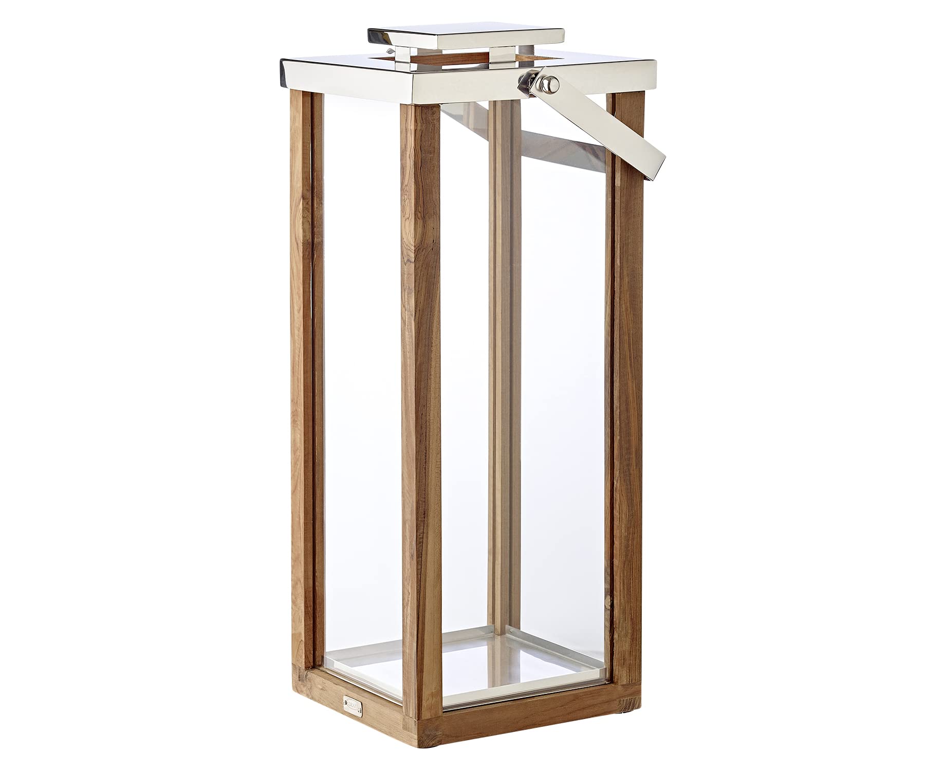 EDZARD lanterna "Miami" in legno e acciaio pregiato, altezza 60 cm, torcia a vento con manico