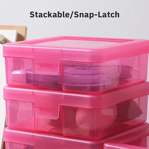 Miniatura 3 de Caja de almacenamiento de plástico transparente, paquete de 18 contenedores apilables con tapas de pestillo para organizar Lego, crayón, lápices y