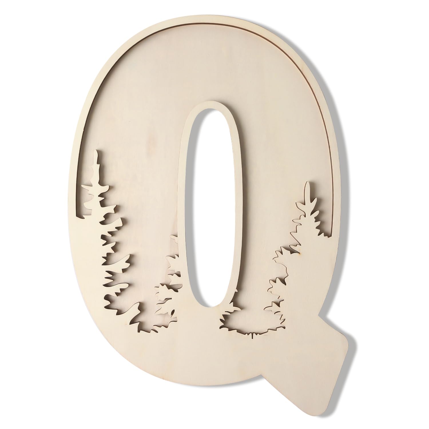 Woodland Layered Wooden Letters 12 Inch, Boho Large Wooden Name Signs for Nursery Big Paintable Wooden Letter Q Cutout Wood Forest Letters Alphabet for Wall Decor Baby Name Kids Room Wall Art