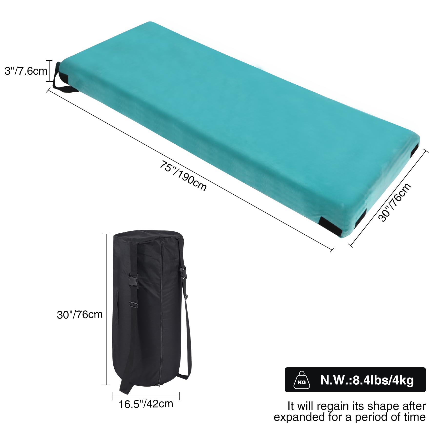 REDCAMP Foldable Memory Foam Camping Mattress, Portable Roll Up Mattress Single with Zipper, Futon Mat Sleeping Pad for Floor Car Tent Indoor Outdoor