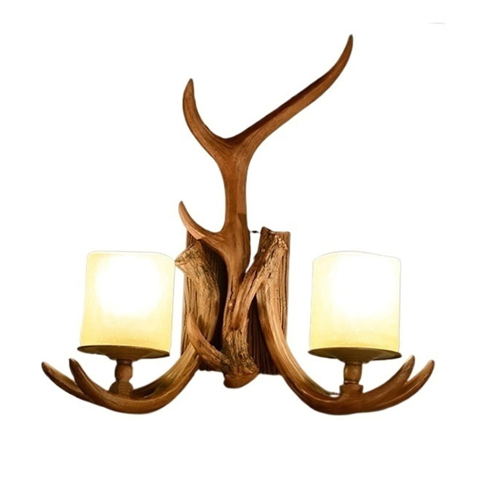 XHDWT Double-Light Antler Wall Lamp, American Rural Retro