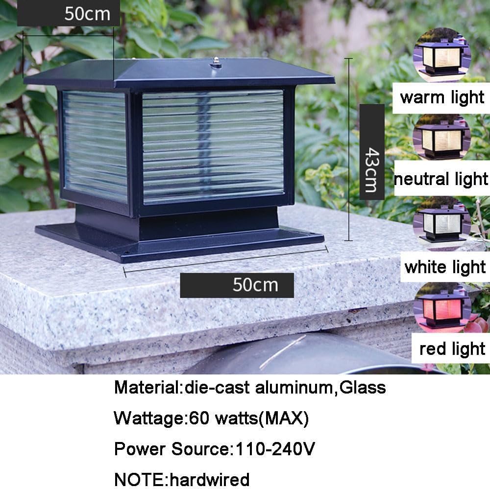 Lampa na słupie szklanym zasilana energią słoneczną, dekoracja zewnętrznego ogrodzenia patio, dekoracja krajobrazu patio, lampa na słupie do ścieżek patio(Nero,50CM)