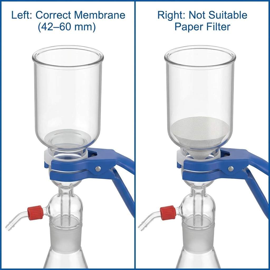 QWORK 1000 ml vetro vuoto filtrazione distillazione apparecchio per il filtraggio in laboratorio con imbuto graduato 300 ml