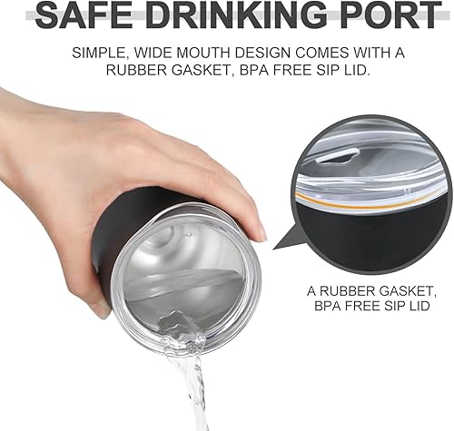 Miniatura 4 de Life's Easy Vaso de vino de acero inoxidable con tapa, 12 onzas, vaso de vino de viaje aislado al vacío con tapa, vaso de vino de viaje  Acero