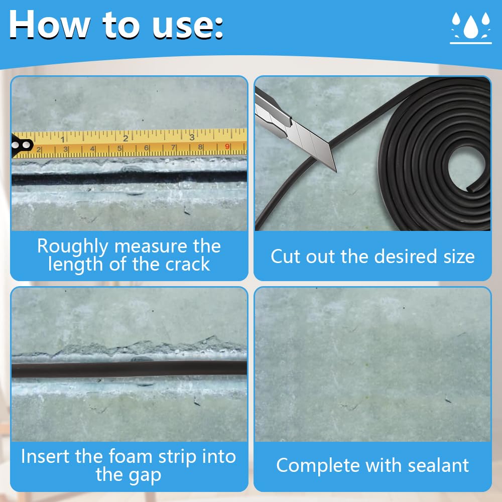 Cordon d'étanchéité rond en mousse EPDM - 5 m de diamètre - Diamètre : 16 mm - Pour fenêtres, murs et plafonds
