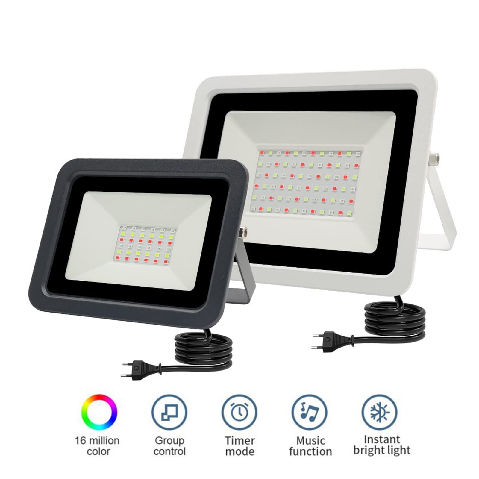 LED RGB Reflektor 5 Aplikacja 0W 100W Inteligentne światło powodziowe oświetlenie zewnętrzne IP68 Wodoodporny reflektorów,Niezrównana luminescencja(WHITE SHELL_50W)