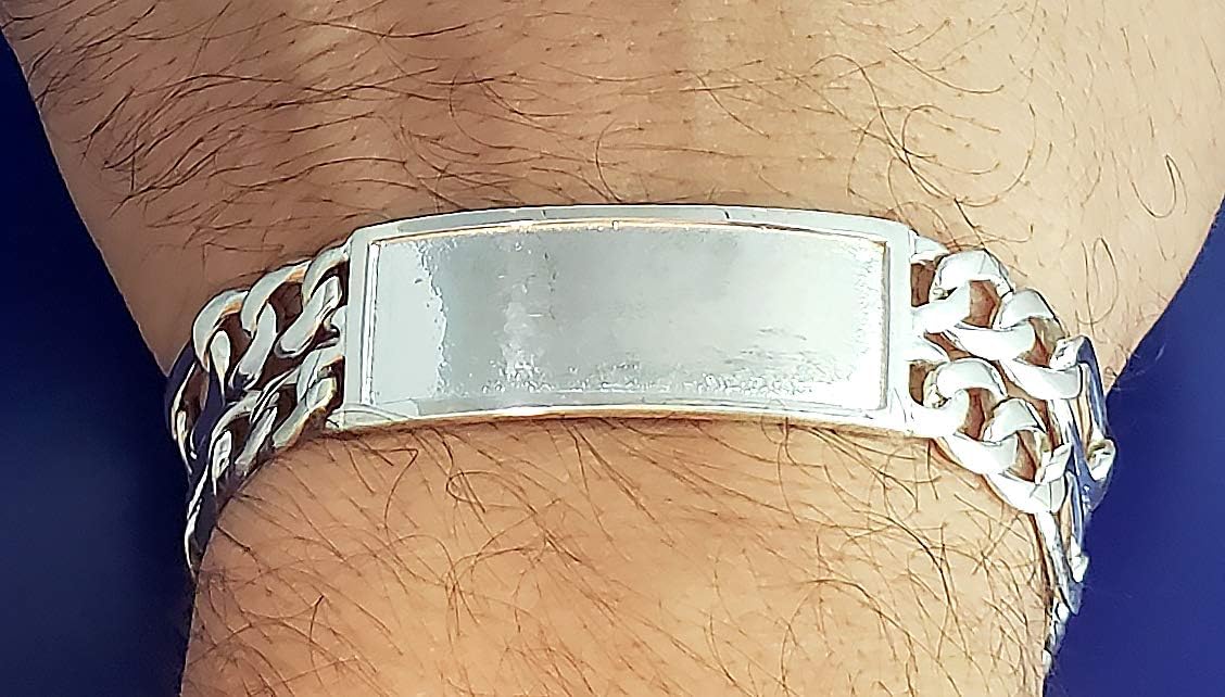 16 mm Heavy Solid Sterling Silver Double 2 Row Figaro Link ID Bracelet Handmade in USA 8 Inches 38 Grams