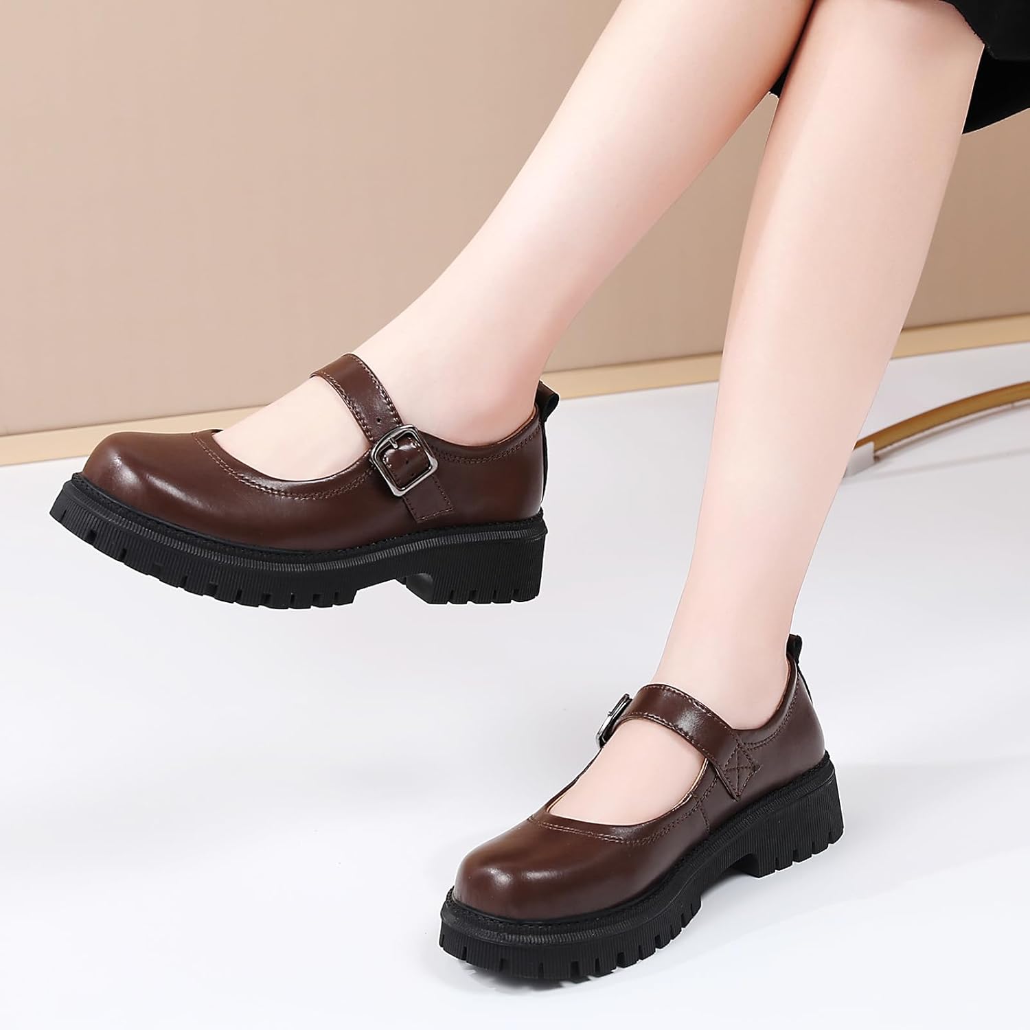 Mary Jane Shoes for Women Platform Mary Janes Pumps Round Toe Non-Slip Casual Shoes Comfortable Dress Shoes School Shoes for Womens Ladies - Image 8
