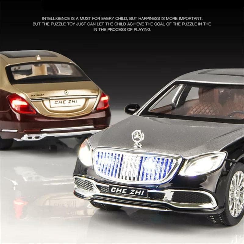 Image of 1:24 Scale Big Mercedes Maybach S600 Toy Car | Metal Pullback Diecast Car for Kids with Openable Doors, Sound, Light Effects Toy for Car Enthusiasts (Color As Per Available),black