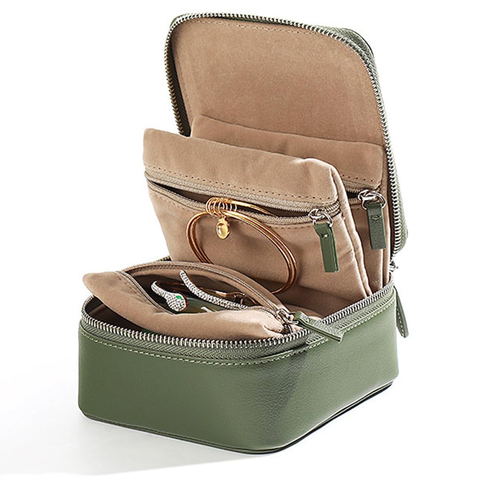 Yanjin Skórzana Torba Na Biżuterię Z Zamkiem Błyskawicznym Zawieszka Bransoletka Z Jadeitu Skrzynka Na Biżuterię Przenośne Opakowanie