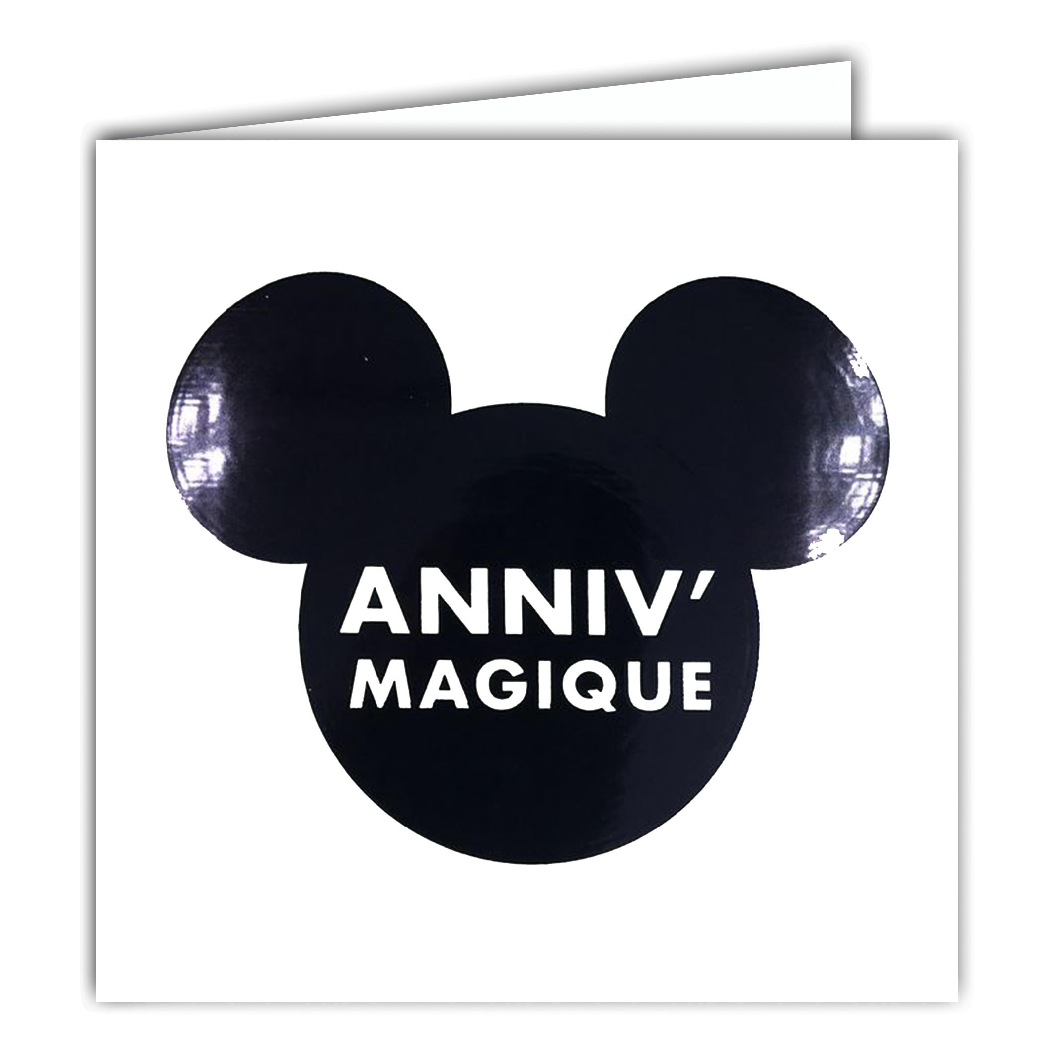 22224 Square Card Birthday Magic Black Animal Head Shiny Panda Mouse with White Envelope 15 x 15 cm - Creation Edition Print Made in France - Dream of Words Collection