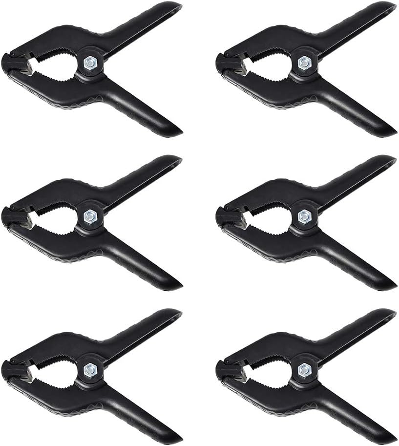 SLOW DOLPHIN Heavy Duty Spring Clamps Clip 4.5 Inch for Muslin/Paper Photo Studio Backdrops Background-6 Pack(Black)