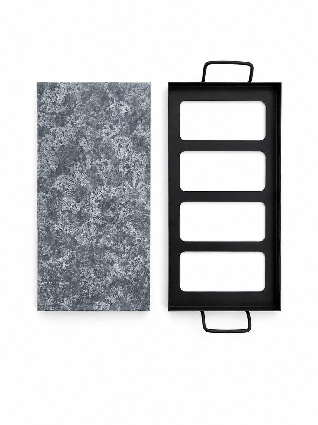 SLATEEX® Speckstein Grillplatte 40x20x2 cm mit Halterung – Original italienischer Grillstein für Gasgrill, BBQ & Steak – Naturstein Grillplatte für Fleisch, Burger & Gemüse