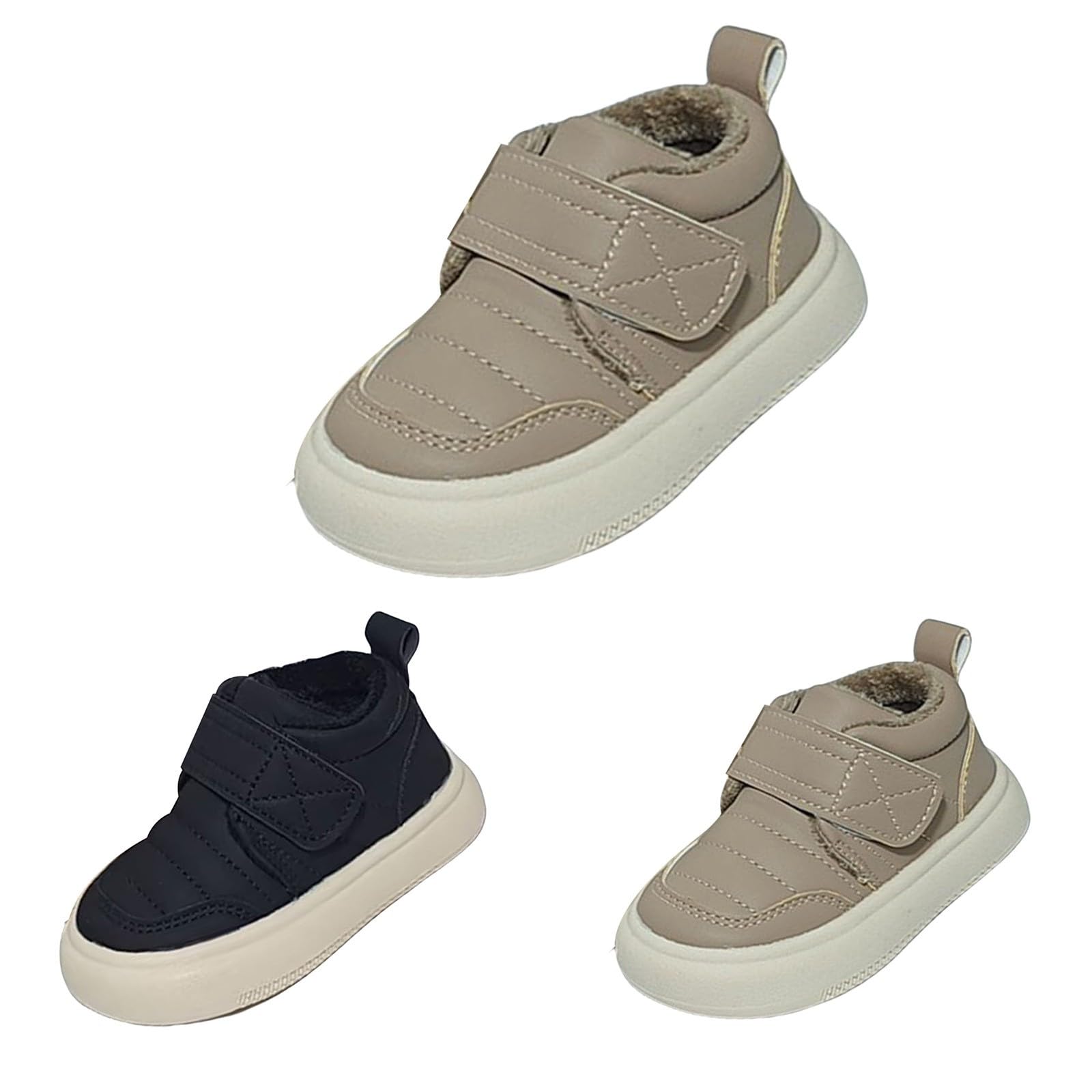 Toddler Boys Girls Casual Shoes Fall Winter Warm Boots Baby Ankle Booties Anti-Slip Lightweight Walking Shoes Sneakers (Khaki, 5.5 Infant)