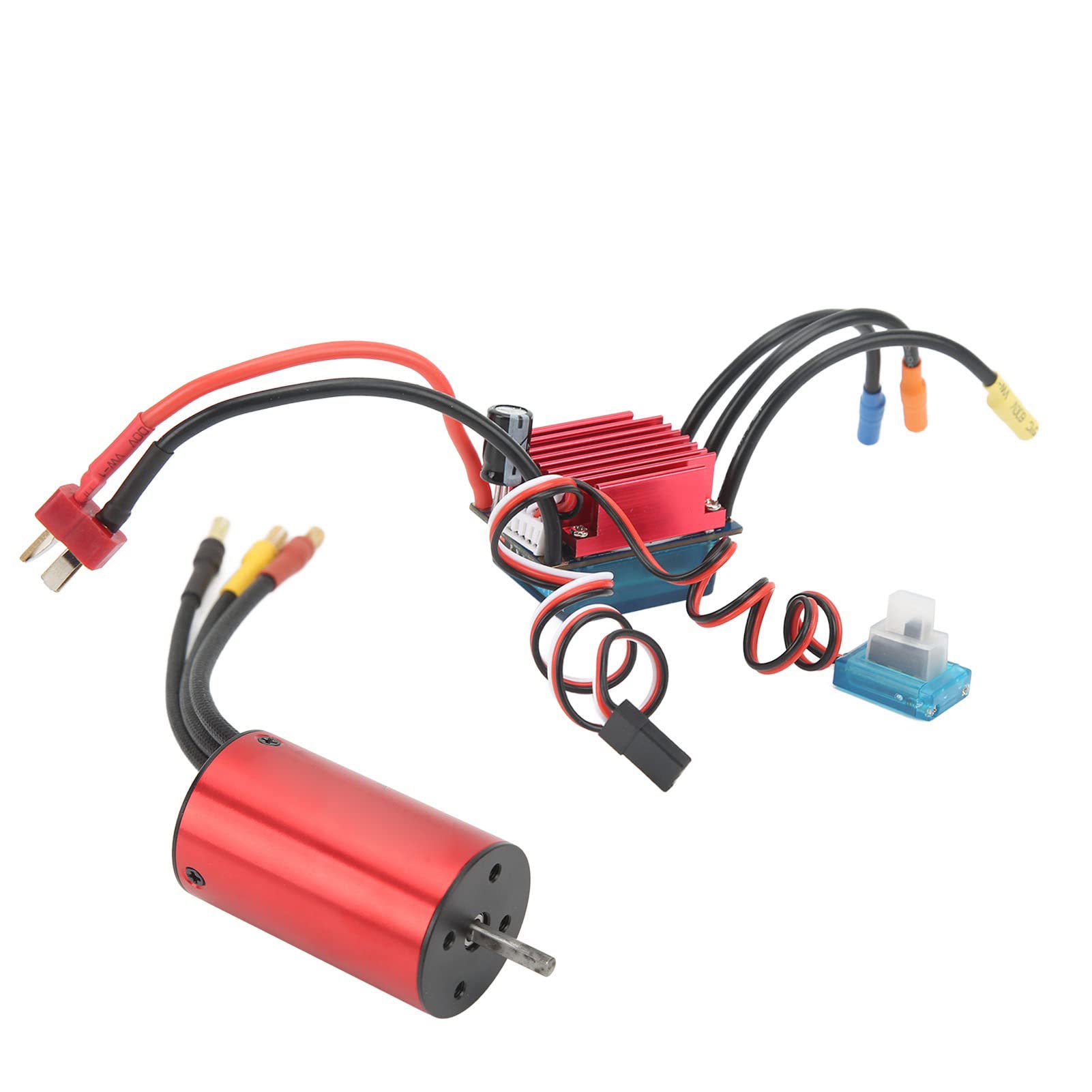 Generic Silnik Bezszczotkowy 2845 i Zestaw ESC Wodoodporny, Wysokowydajny Silnik 2800KV do Samochodów RC Czerwony Stop Aluminium 1,9 X 1, Cala