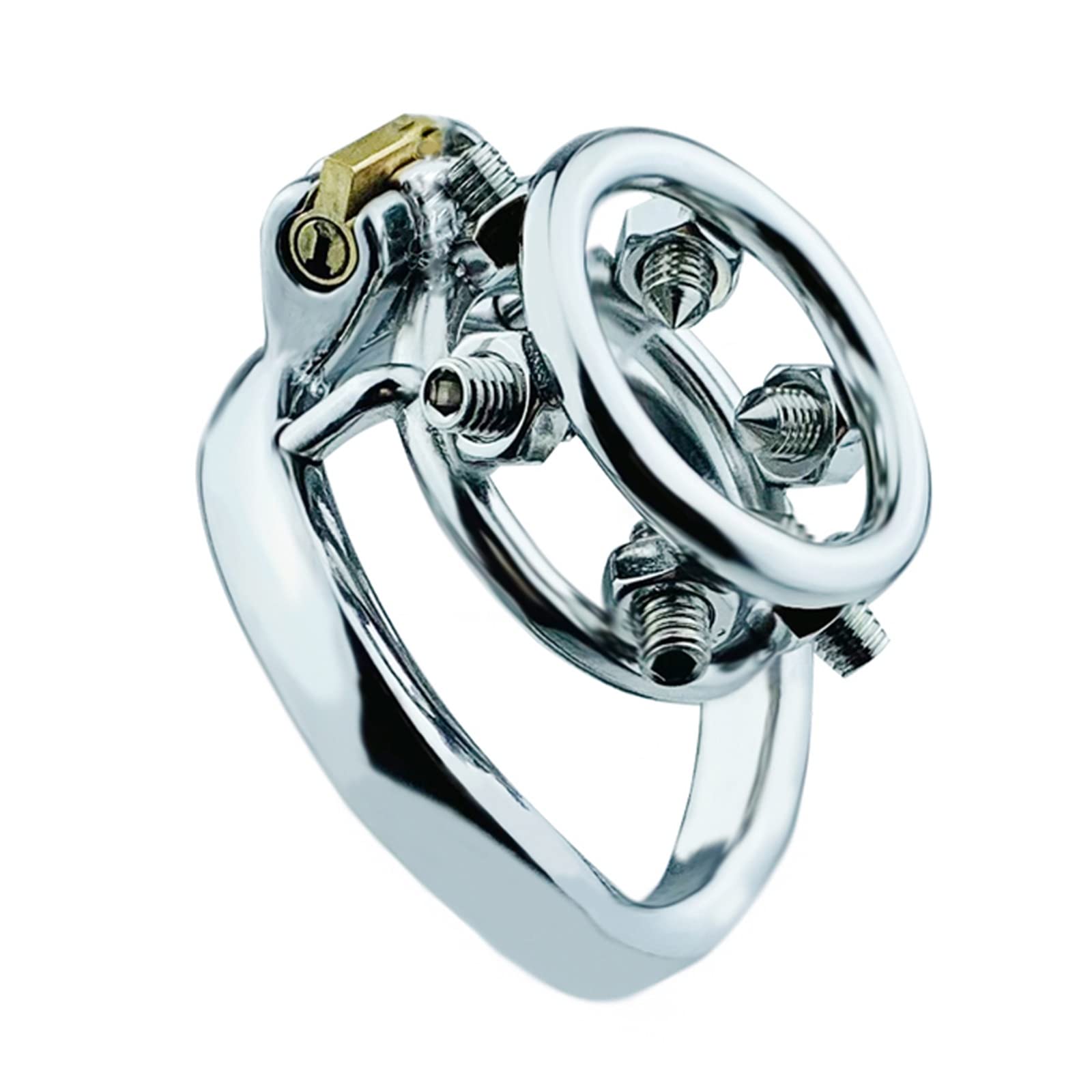 Coupe De Chasteté La Plus Récente avec 6 Vis À 6 Épiches, Conception Ouverte en Acier Inoxydable, A/B Deux Styles De Bague Cage Cage, Fétiche SM Bondage Jouets Sexuels pour Hommes Extrêmes,45mm,B