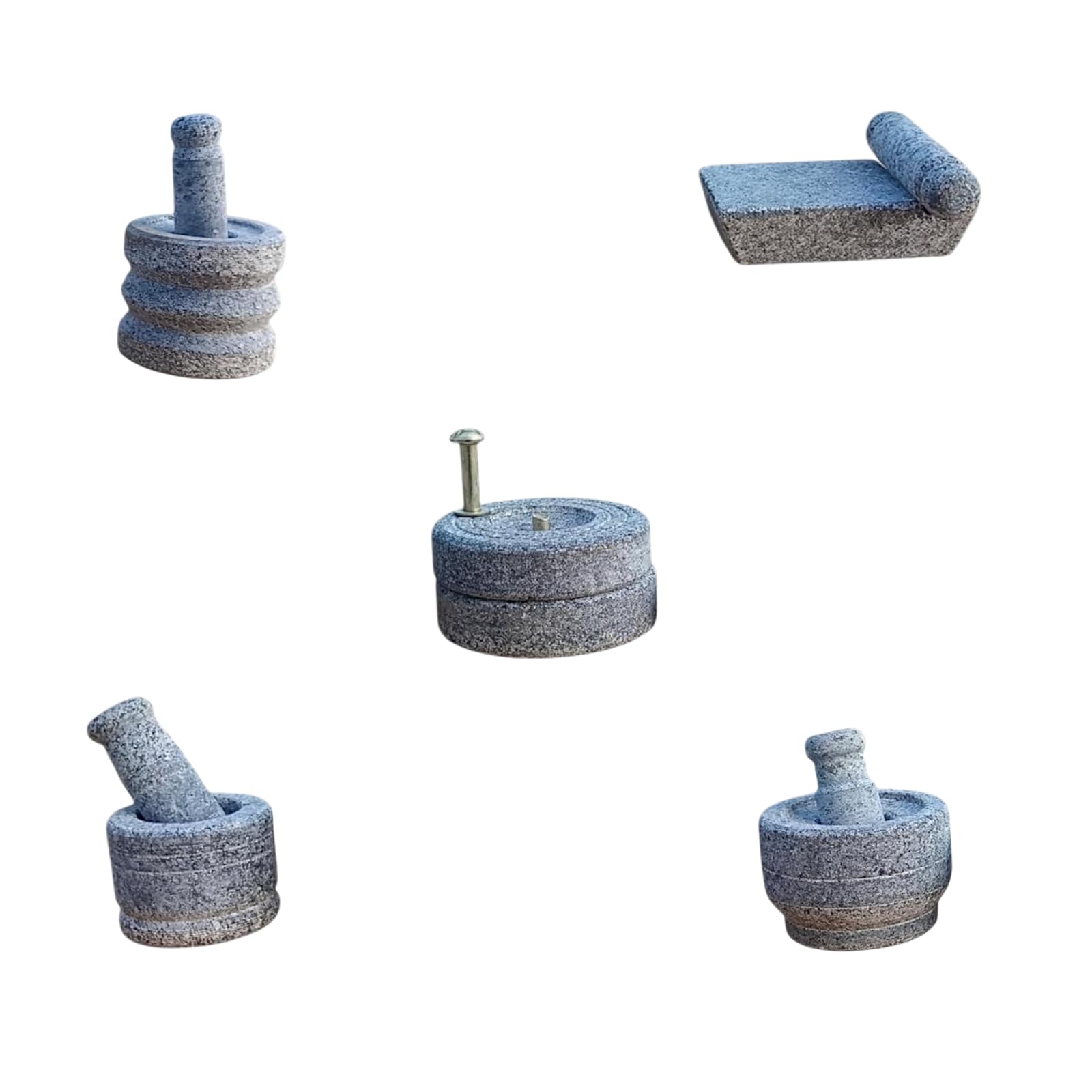Lakshmi HandyCrafts Traditional Stone Miniature Pooja Set (Set of 5) – Perfect for Grahapravesam, Home Décor & Rituals | Grinding Stone for Kids’ Fun-Filled Kitchen Playtime & Cultural Learning