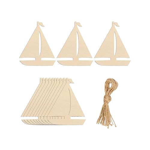 20pcs Sailboat Shape Wood Cutouts DIY Crafts Blank Boat Unfinished