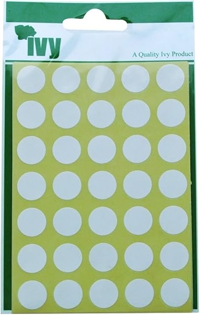 Ivy 13mm White Self Adhesive Round Spot Dot Sticky Labels Circle Stickers (245 Stickers)